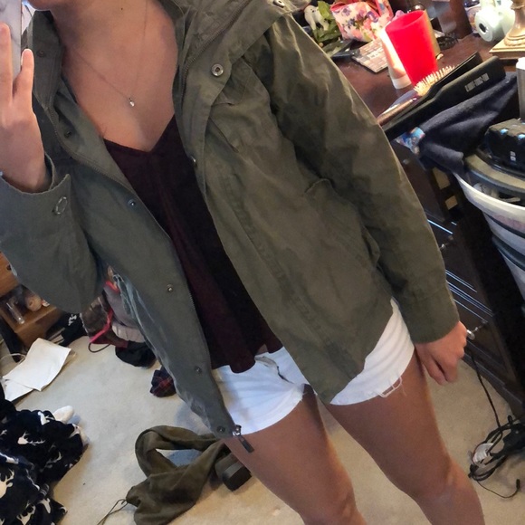 Tilly's Jackets & Blazers - Army green hooded bomber